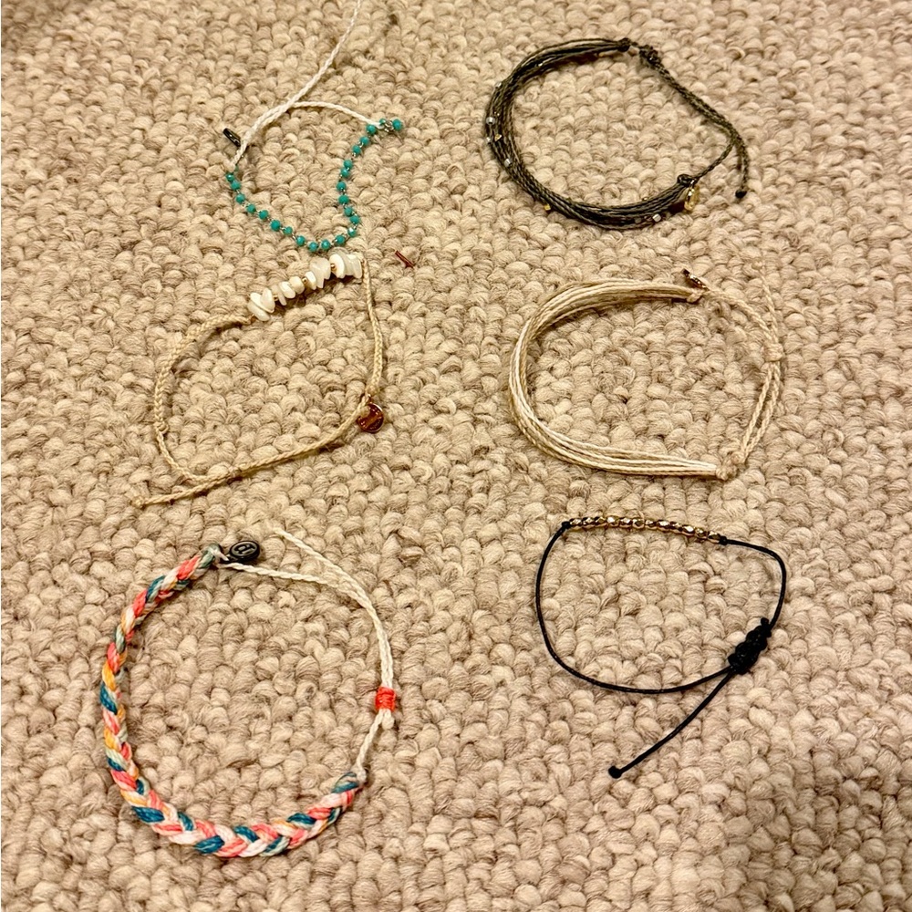 Pure Vida - 6 Colorful Braided and Beaded Bracelet Set